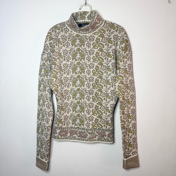Vintage Jean Paul Gaultier Floral Cowl Neck Sweater - Cream and Green